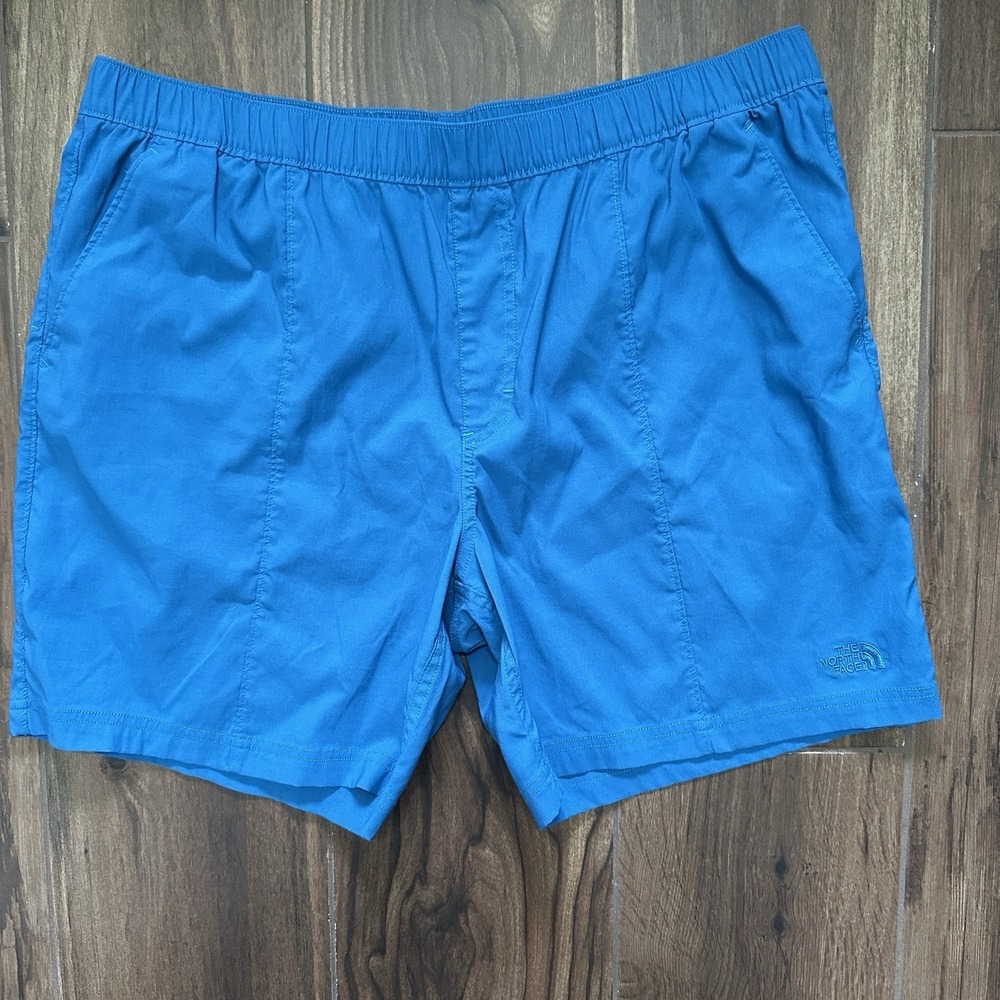 The North Face Mens Blue Hiking Shorts XL Elastic Waist Nylon Blend 7" Inseam